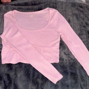 PACSUN Pink Long Sleeve Crop Top